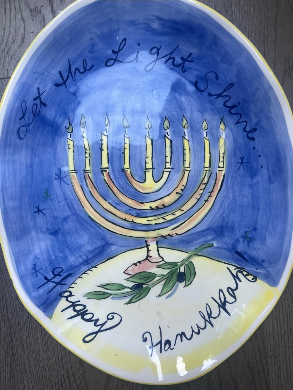 Certified International  Hanukkah Menorah 14” Discontinued Platter